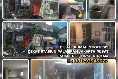 Dijual Rumah Strategis dekat Stasiun Palmerah Jakarta Pusat, SHM LT225 LB258 KT6 KM4 Murah