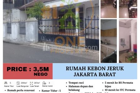 Dijual Rumah di Kebon Jeruk, Jakarta Barat