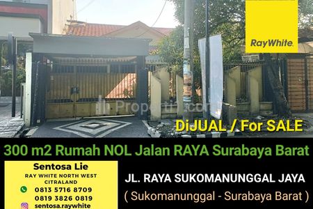 Dijual Rumah Raya Sukomanunggal Jaya Surabaya - Hadap Nol Jalan Raya Komersial Area Cocok Buat Segala Usaha, Cafe, Resto, Showroom