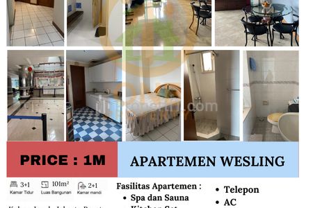 Dijual Apartment Wesling Kedoya, Kebon Jeruk, Jakarta Barat - 3+1 BR Unfurnished