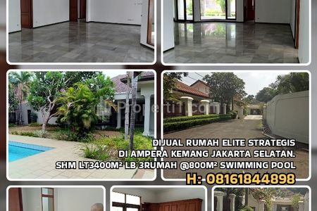 Dijual Rumah Elite Strategis di Kemang Jakarta Selatan - LT3400 Fasilitas Lengkap dengan Kolam Renang