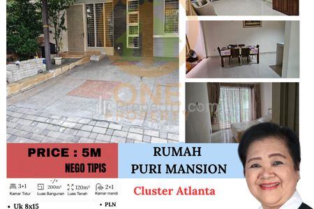 Dijual Rumah di Puri Mansion Cluster Atlanta, Jakarta Barat