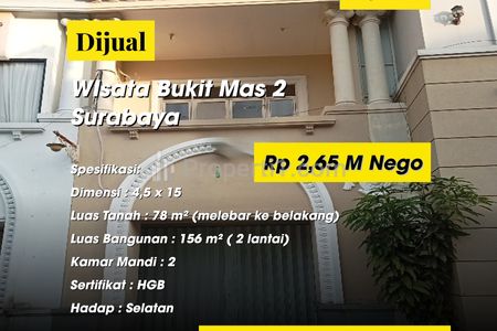 Dijual Ruko Wisata Bukit Mas 2 Lakarsantri Surabaya Barat