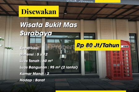 Disewakan Ruko Lokasi Strategis Wisata Bukit Mas Lidah Wetan Surabaya Barat
