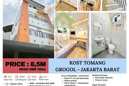 Dijual Kost Eksklusif Full Occupancy – Income 59 Juta/Bulan – Lokasi di Tomang, Jakarta Barat