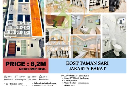 Jual Kost Strategis Tepat di Depan Stasiun MRT Taman Sari, Jakarta Barat – Kost Eksklusif Full Occupancy – Income 54 Juta/Bulan