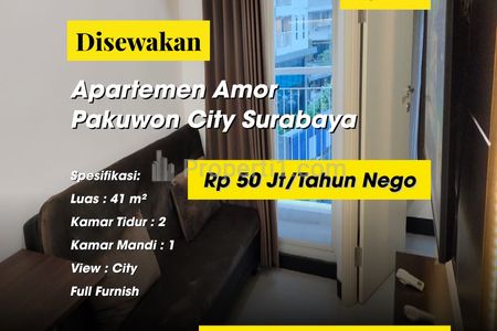 Disewakan Apartemen Amor Tower Pakuwon City Mulyorejo Surabaya Timur - 2 BR Furnished