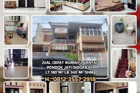 Dijual Rumah Besar 2 Lantai di Pondok Jati Sidoarjo, LT 180m2 LB 340 SHM