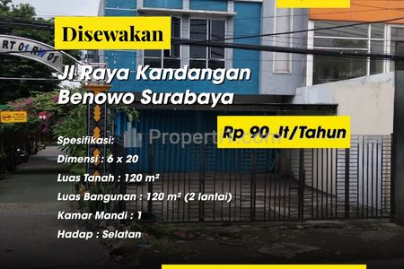 Disewakan Ruko Nol Jalan Raya Kandangan Benowo Surabaya Barat