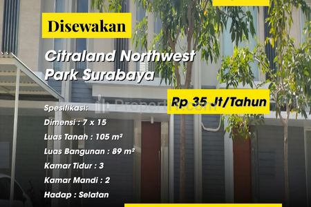 Disewakan Rumah Citraland Northwest Park Pakal Surabaya Barat