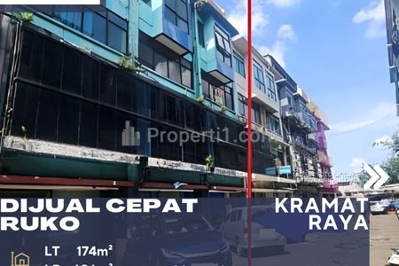 Dijual Ruko 4 Lantai Gandeng 3 Lokasi Strategis di Kramat Raya Senen Jakarta Pusat