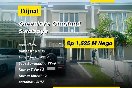 Dijual Rumah Minimalis Modern The GreenLake Citraland Lakarsantri Surabaya Barat