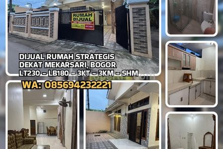 Dijual Rumah Strategis di Cileungsi Dekat Mekarsari Bogor, Rumah SHM Siap Huni Nyaman dan Bebas Banjir, LT230 LB180, Akses Mudah Pinggir Jalan
