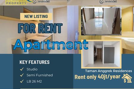 Disewakan Apartemen Studio Nyaman & Praktisdi Taman Anggrek Residences – Siap Huni Furnish