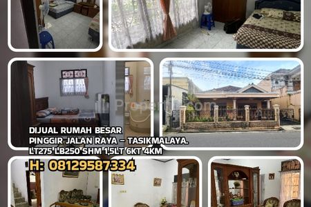 Dijual Rumah Besar Pinggir Jalan Raya Bantarsari Bungursari, Tasikmalaya SHM LT275 LB250 KT6 KM4 Siap Huni dan Sangat Strategis