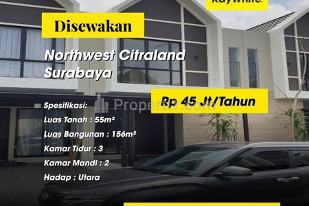 Disewakan Rumah Northwest Citraland Pakal Surabaya Barat