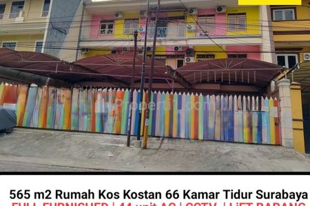 Dijual Kost di Tenggilis Mejoyo Ubaya Surabaya - LT 565 m2, 3 Lantai Plus Lift Barang, 66 Kamar Tidur, Full Furnished, 44 Unit AC, 24 Titik CCTV