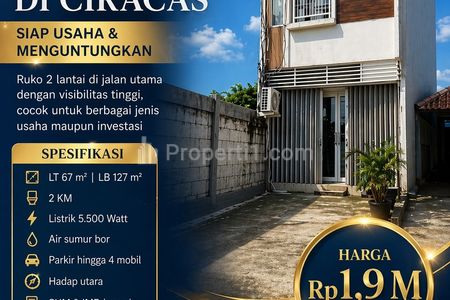 Dijual Ruko Strategis di Jalan Utama Ciracas, Jakarta Timur