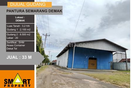 Jual Tanah dan 2 Gudang di Jalan Raya Pantura Demak