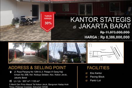 Dijual Eks Kantor / Aset Komersial di Kebon Jeruk Jakarta Barat - Cocok untuk Usaha & Investasi Nego !!