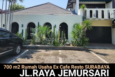 Disewakan Ex Resto Cafe Rumah di Raya Jemursari - Surabaya Selatan - Hadap Nol Jalan Raya - Parkiran Mobil 10 Mobil Luas Cocok Buat Segala Usaha
