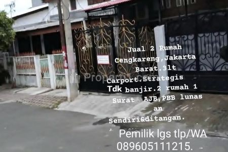Dijual Rumah di Cengkareng Jakarta Barat - 3 Kamar 3 Lantai Carport, Strategis & Tidak Banjir - Tanpa Perantara