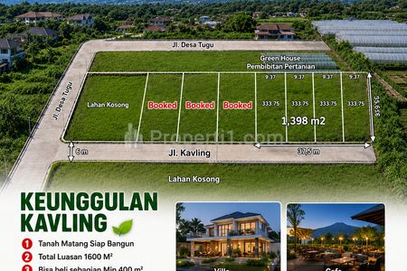 Jual Cepat dan Murah Tanah Kavling SHM Siap Bangun Datar View Gunung Burangrang Cocok untuk Cafe, Villa atau Agrowisata di Cisarua Bandung Barat