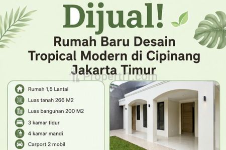 Dijual Rumah Baru Tanah Luas di Cipinang, Jakarta Timur