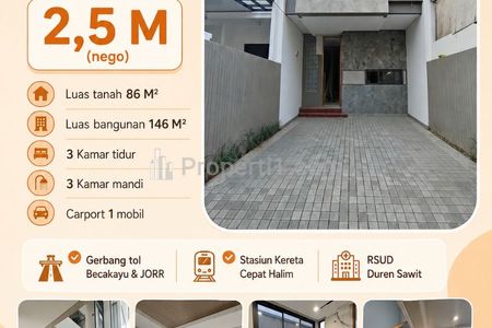 Dijual Rumah Baru 2 Lantai Rooftop di Pondok Bambu, Duren Sawit, Jakarta Timur