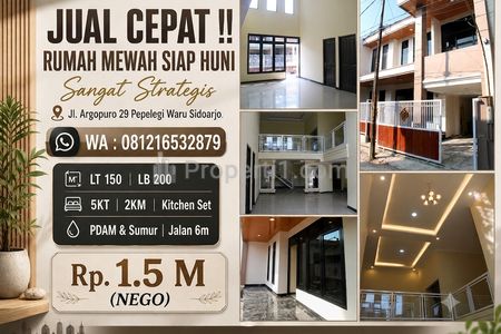 Dijual Rumah Mewah Siap Huni di Waru Sidoarjo, 2 Lantai, LT 150, LB 200, Fasilitas Lengkap, Lokasi Strategis, Harga Murah, Dekat Pusat Kota Sidoarjo