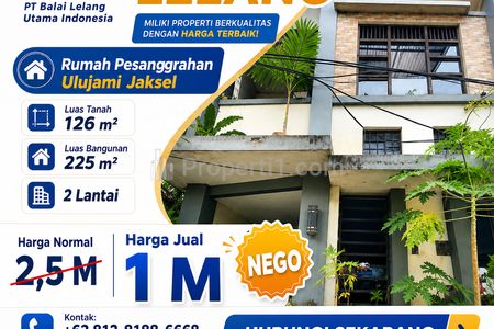 Dijual Rumah Luas 225 m² di Ulujami Pesanggrahan Jakarta Selatan (Aset Lelang Resmi)