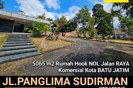 Dijual Rumah Komersial 5065 m2 Nol Jalan Raya Panglima Sudirman, Pesanggrahan, Kota Batu, Jawa Timur - Hook Nol Jalan Raya
