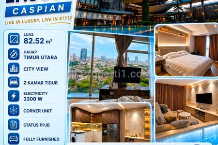 Jual Apartemen Grand Sungkono Lagoon Surabaya Tipe 2 Bedroom Corner Suite - Tower Caspian - Lantai 11 - Full Furnished Plus TV, AC, Mesin Cuci, Kulkas