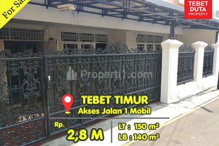 Dijual Rumah Tebet Timur Jakarta Selatan - Lokasi Strategis Nyaman Jalan 1 Mobil