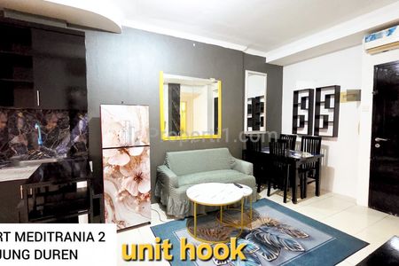 Dijual Apartemen Mediterania Garden Residence 2 Jakarta Barat (Dekat Central Park Mall) - Type 2BR Hook 44 m² Furnished