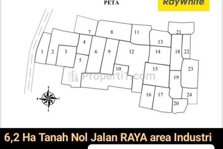 Dijual 6,2 Hektar Tanah Jl. Raya Sawo - Dukun - Gresik Jawa Timur - Hadap Nol Jalan Raya Akses Dump Truck - Cocok Buat Pergudangan, Perumahan - SHM