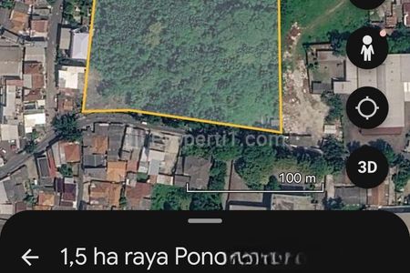 Sewa Tanah SHM Murah Nego Luas 1,5 Hektar di Raya Poncol, Ciracas, Jakarta Timur