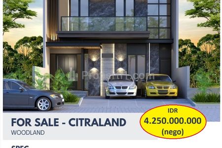 JUAL RUMAH CITRALAND SURABAYA BARAT CLUSTER WOODLAND