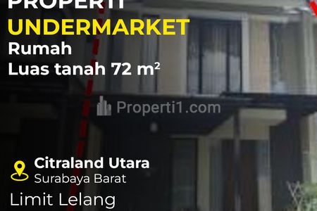 Dijual Rumah Aset Lelang North West Hill Citraland Surabaya 2 Lantai SHGB