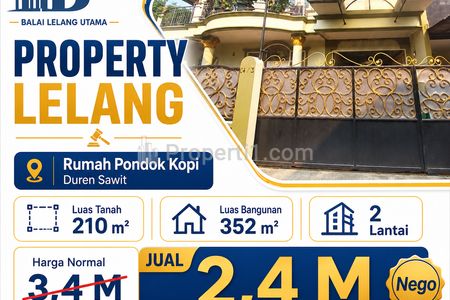Dipasarkan Lelang Rumah Luas 210m² di Pondok Kopi, Duren Sawit, Jakarta Timur