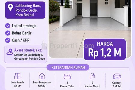Dijual Rumah Baru di Pondok Gede, Bekasi - Dekat Stasiun LRT Jatibening