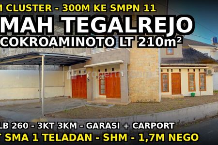 Dijual Rumah Cluster HOS Cokroaminoto 300m ke SMPN 11 Jogja Tegalrejo LT210 LB260 - Gradara Pratama
