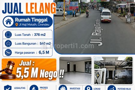 Dijual Aset Lelang Rumah Strategis 2 Lantai di Jalan Raya Cirendeu Tangerang Banten