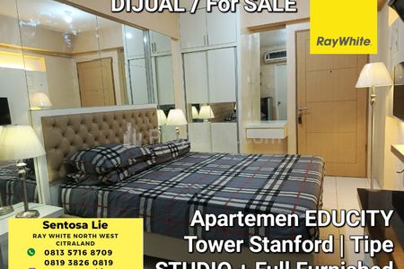 Dijual Apartemen Educity Tower Stanford Tipe Studio Full Furnished - Lantai 27 - View Kota + View Pool - Dekat Pakuwon City Mall, Hokky Buah, Sekolah