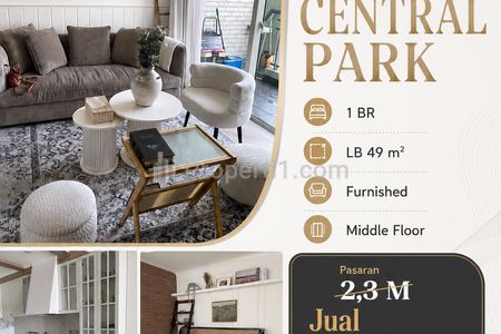 Dijual Apartemen Central Park 1BR Full Furnished Lokasi Strategis Jakarta Barat Nego!!