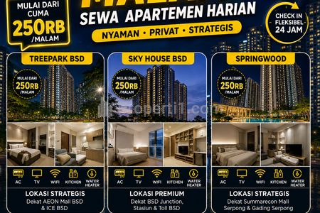 Sewa Apartemen Harian Treepark City Cikokol