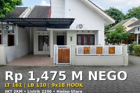 Dijual Rumah Hook SHM di Jl Magelang Km 8 Mulungan Sleman - LT 161 LB 110 Harga 1,4M Nego