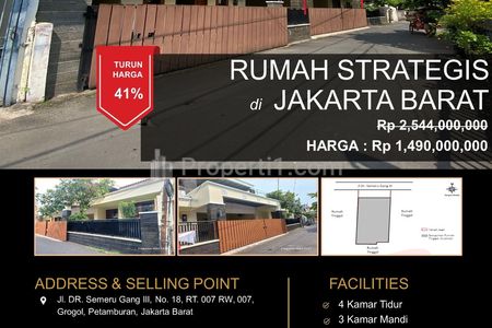 Dipasarkan Rumah Luas 200m² di Grogol Petamburan, Jakarta Barat