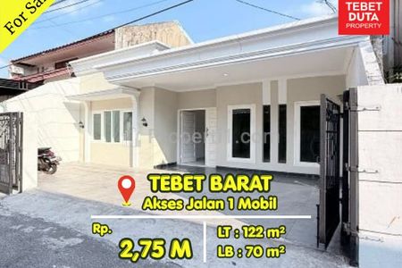 Dijual Cepat Rumah Tebet Barat Jakarta Selatan - Lokasi Strategis Nyaman Jalan 1 Mobil