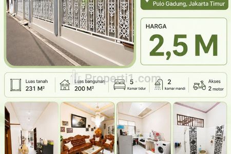 Dijual Rumah Luas Strategis di Jatinegara Kaum, Pulo Gadung, Jakarta Timur